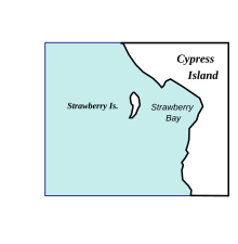 Map of Strawberry Bay (Cypress Island, Washington, USA) and Strawberry Island.