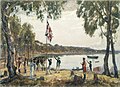Image 37Governor Arthur Phillip hoists the British flag over the new colony at Sydney Cove in 1788. (from Culture of Australia)