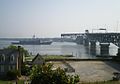 USS Elrod (FFG-55) about to pass through the George P. Coleman Memorial Bridge on the York River, Summer 2011