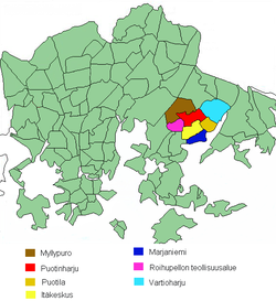 Position of Vartiokylä within Helsinki