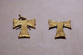 Tau cross pendants from late medieval (early Tudor era, c. 1485) England