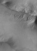 Gullies on a massif in the Nereidum Montes, as seen by Mars Reconnaissance Orbiter's CTX.