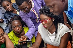 Image of delegates at the Edit-a-Thon tagged Women on Social Civic and Humanity