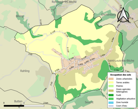 Carte en couleurs présentant l'occupation des sols.