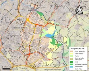 Carte en couleurs présentant l'occupation des sols.