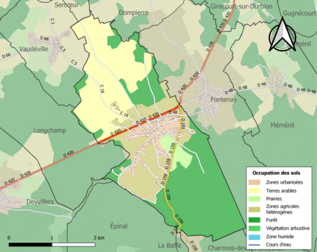 Carte en couleurs présentant l'occupation des sols.