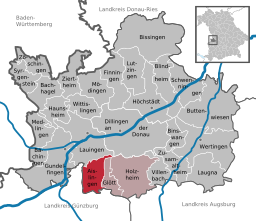 Läget för Aislingen i Landkreis Dillingen an der Donau