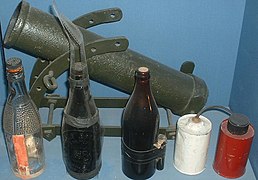 British Home Guard improvised weapons in Imperial War Museum, London.
