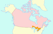 carte indiquant l'emplacement du Haut-Canada était situé au sud-est du Canada à la frontière avec les États-Unis