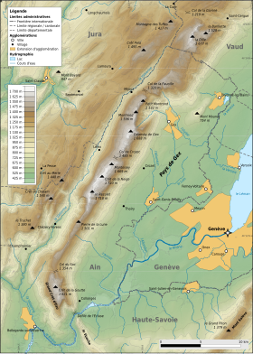 Carte topographique des monts Jura.