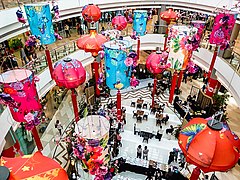 Chinese lanterns inside the mall