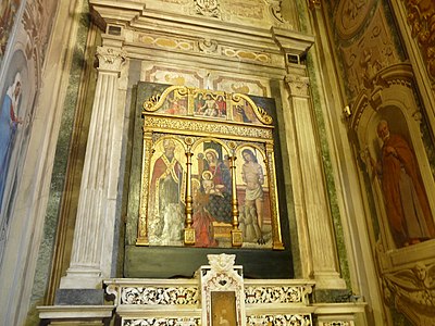 Triptyque de la première chapelle à droite en entrant (chapelle 12).