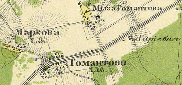 Деревня Марково на карте 1860 года