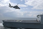 Panther helicopter lifts off the deck of Guépratte