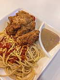 Spaghetti and gravy as sold in the Philippines