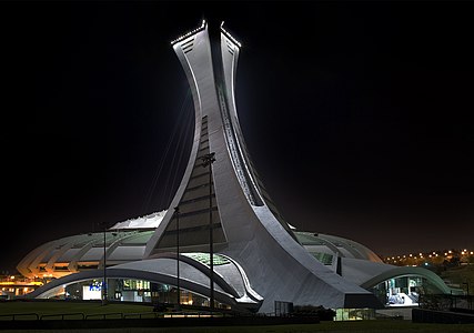 Montreal Olympic stadium at Architecture of Montreal, by Acarpentier