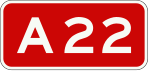 A22 motorway shield}}