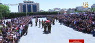 Soldiers carry the coffin of Shireen Abu Akleh at the state funeral from the Palestinian Presidency Palace.