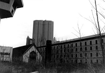 The courtyard of the abandoned prison