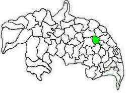 Mandal map of Guntur district showing Pedakakani mandal (in green)