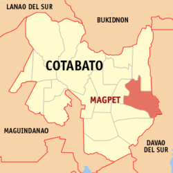 Map of Cotabato with Magpet highlighted