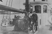 Hoist and winch on Fish Hawk, used by Commissioner Spencer Fullerton Baird and Professor Addison Emery Verrill in exploration of the New England coast, c. 1885.