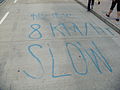 Somebody spraypainted a temporary speed limit on a road near the Tian Tan Buddha - very funny to me.