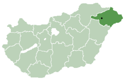 Location of Szabolcs-Szatmar-Bereg county in Hungary