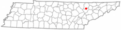 Location of Lake City, Tennessee