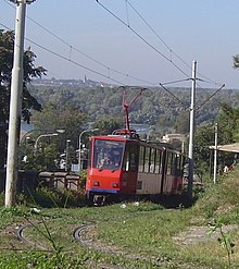 Grassed tram track in Belgrade, Serbia