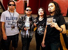 Urbandub arriving at the venue for the Deftones Diamond Eyes Tour Manila on February 12, 2011 (from L to R: JanJan Mendoza, Gabby Alipe, Lalay Lim, and John Dinopol)