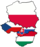 Carte des membres du groupe de Visegrad avec leurs drapeaux nationaux.