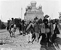 Armenian soldiers marching next to the church in 1919