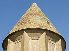 The conical roof of Gonbad-e Qabus.