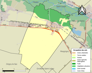 Carte en couleurs présentant l'occupation des sols.