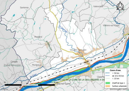 Carte des ZNIEFF de type 1 localisées sur la commune[Note 3].