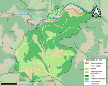 Carte en couleurs des infrastructures et de l'occupation des sols de la commune.