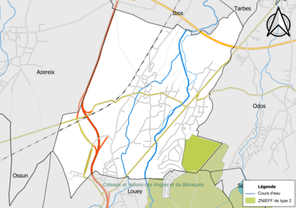 Carte de la ZNIEFF de type 2 sur la commune.