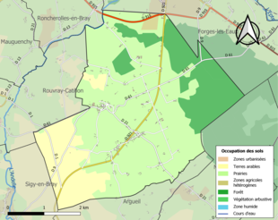 Carte en couleurs présentant l'occupation des sols.