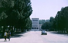 Old picture of Tirana's car-free main boulevard
