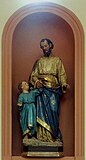 Statue polychrome de saint Joseph et l'Enfant Jésus.