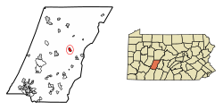 Location of Loretto in Cambria County, Pennsylvania.