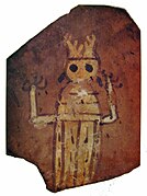 Fragment of a painted vase from Numantia, Spain. Blázquez has identified the antlered figure as Cernunnos, comparing him with the image from Valcamonica.[30]