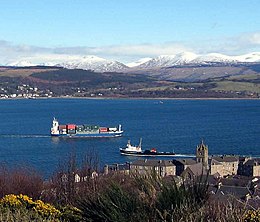 A ship in the Firth of Clyde, potentially carrying invasive species