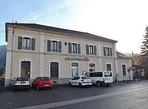 Two-story building with hipped roof