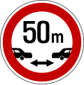 Minimum safe distance between vehicles (50m)