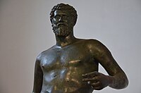 Large bronze statue of Septimius Severus depicted in heroic nudity, Cyprus Museum.
