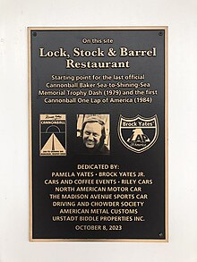 Commemorative plaque on site of former Lock, Stock & Barrel Restaurant