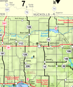 KDOT map of Jewell County (legend)
