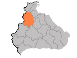 Map of Kangwon showing the location of Poptong